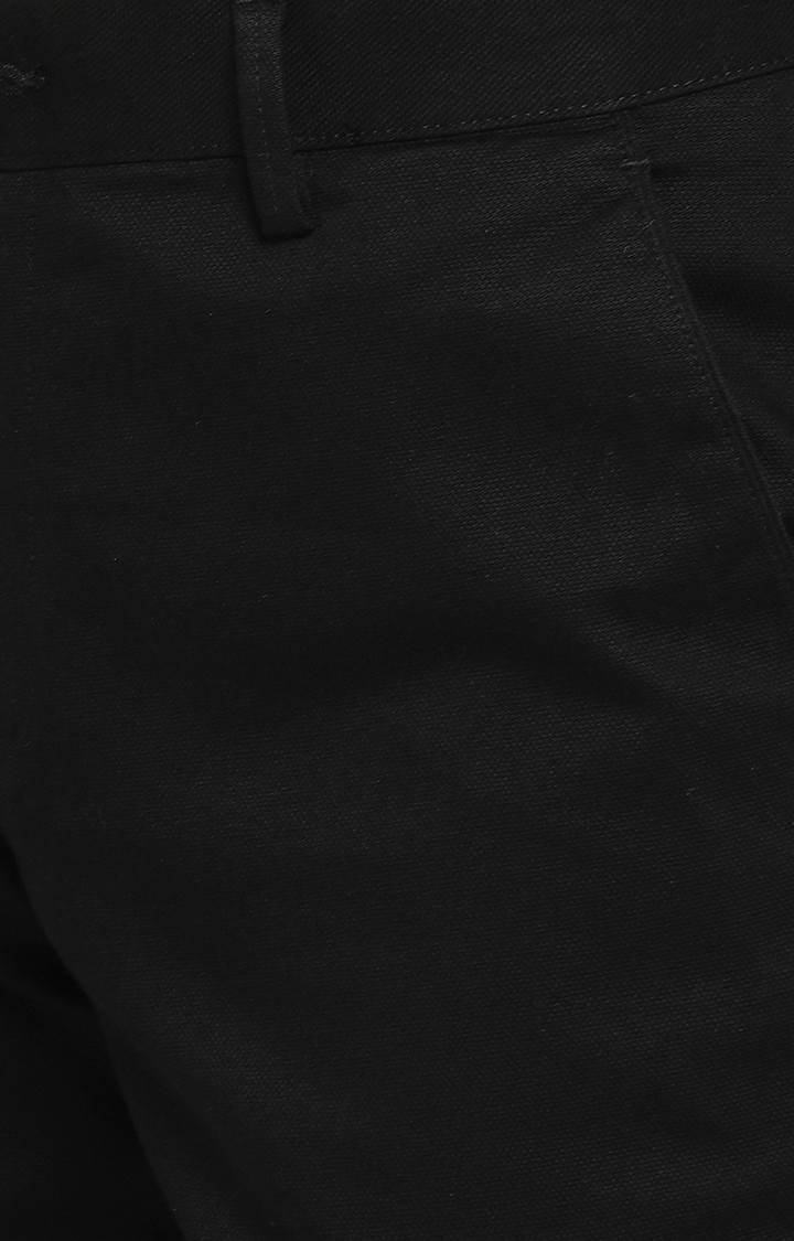 JadeBlue | JBCT204/4,BLACK Men's Black Cotton Solid Trousers 3