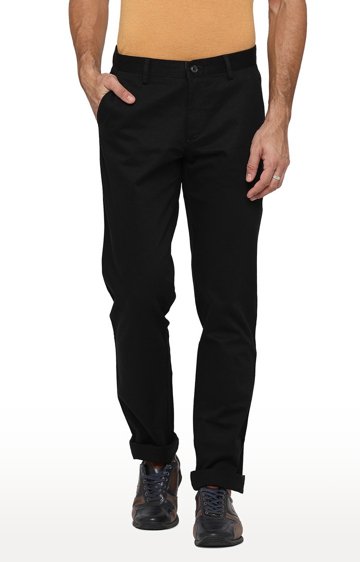 JadeBlue | JBCT204/4,BLACK Men's Black Cotton Solid Trousers 0