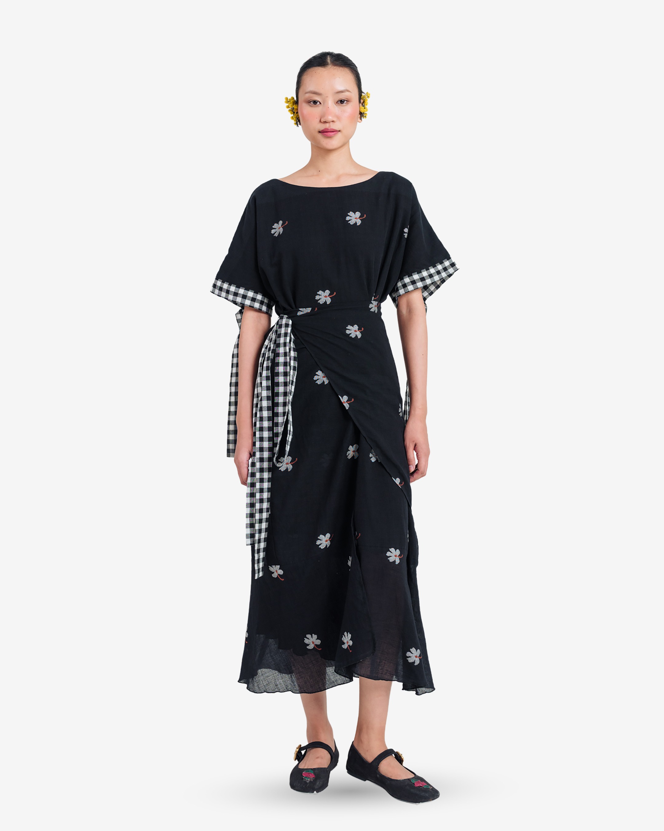 Leap Jamdani Tie-Up Dress