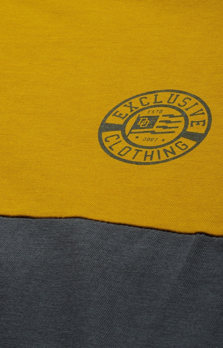 Difference of Opinion | Men's Yellow & Grey Cotton Colourblock Sweatshirt 4