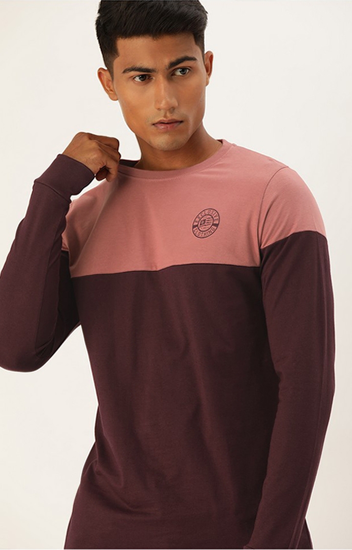 Difference of Opinion | Men's Pink Cotton Colourblock Sweatshirt 0