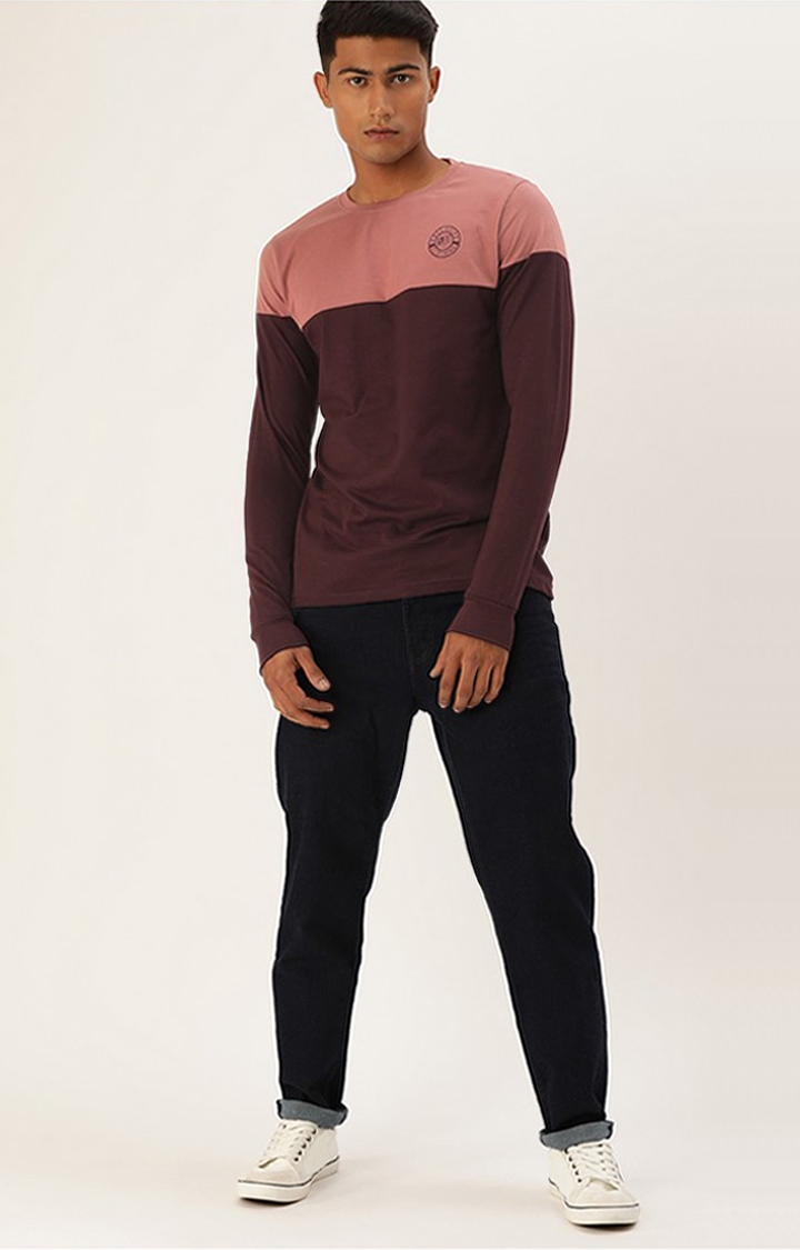 Difference of Opinion | Men's Pink Cotton Colourblock Sweatshirt 1