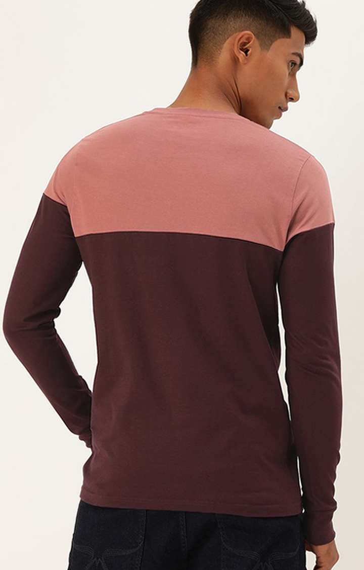 Difference of Opinion | Men's Pink Cotton Colourblock Sweatshirt 3