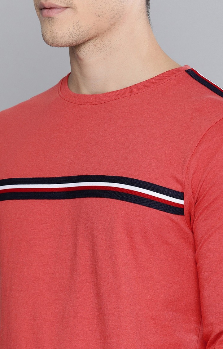 Difference of Opinion | Men's Red Cotton Striped Sweatshirt 4