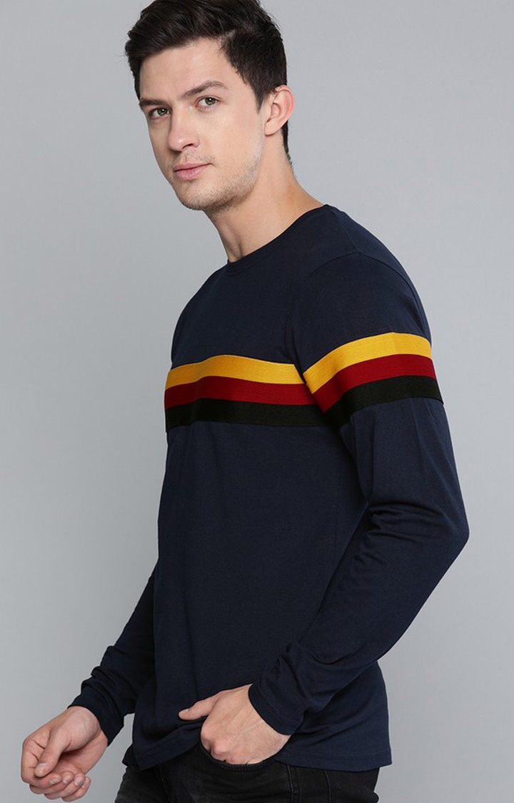 Men's Blue Cotton Striped Sweatshirt