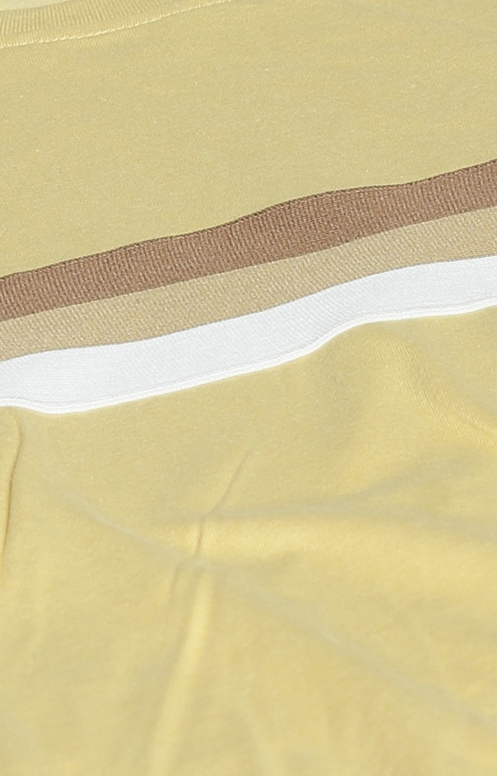 Men's Yellow Cotton Striped Sweatshirt