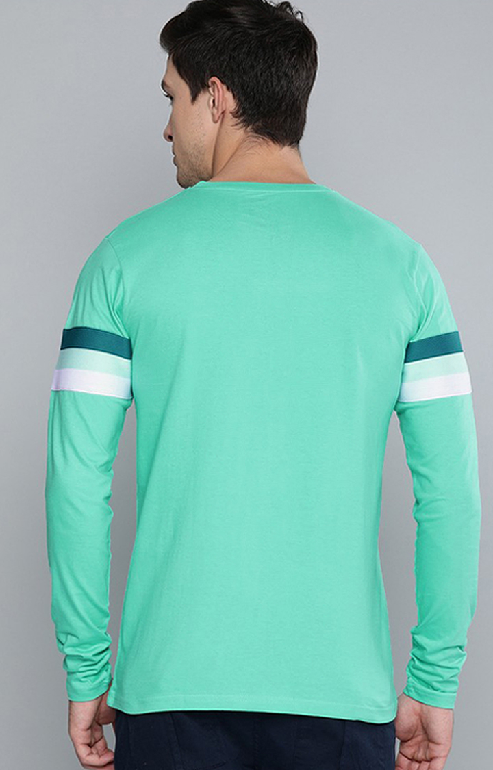 Men's Green Cotton Striped Sweatshirt