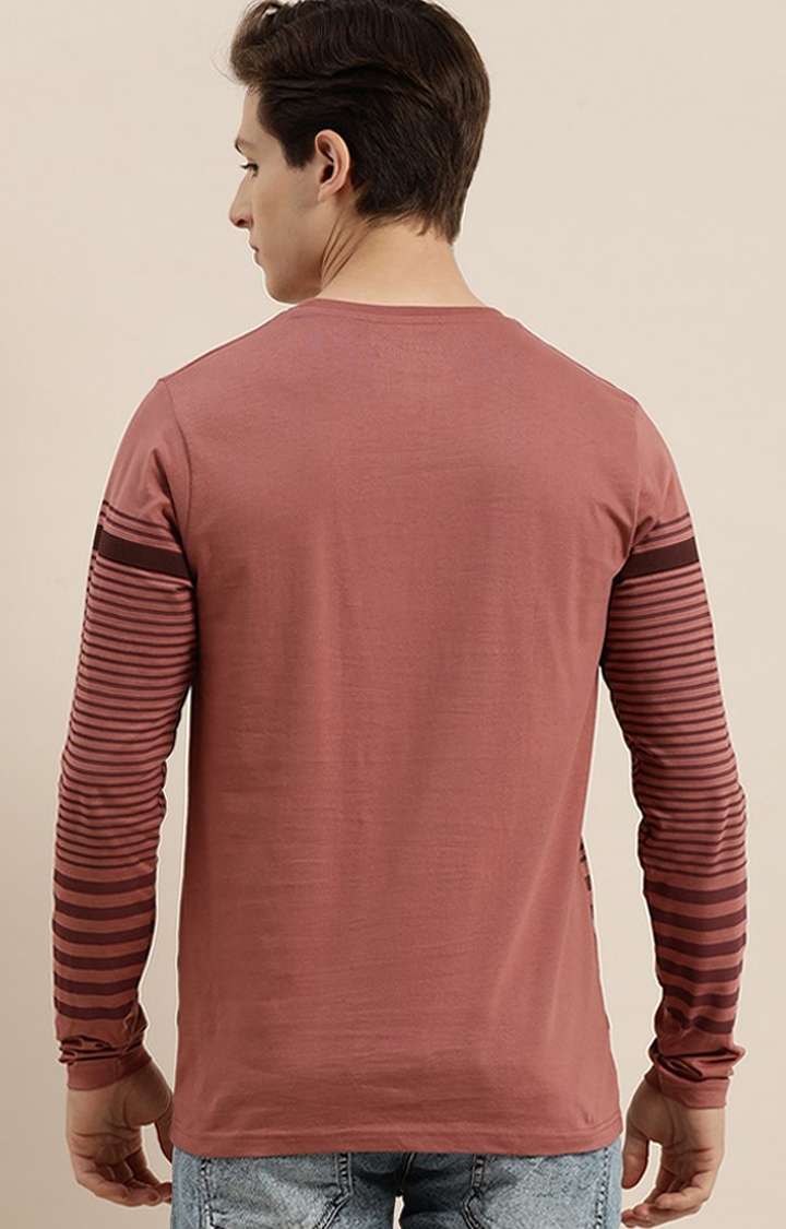 Difference of Opinion | Men's Pink Cotton Striped Sweatshirt 2
