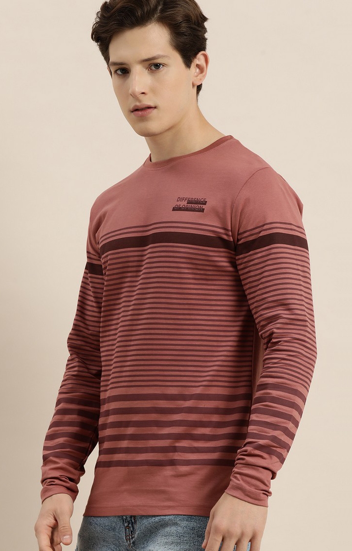 Difference of Opinion | Men's Pink Cotton Striped Sweatshirt 0