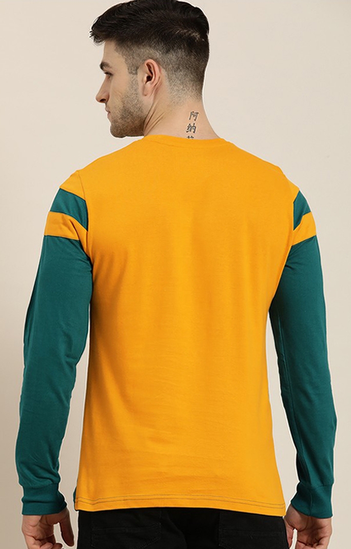 Difference of Opinion | Men's Yellow Cotton Colourblock Sweatshirt 2