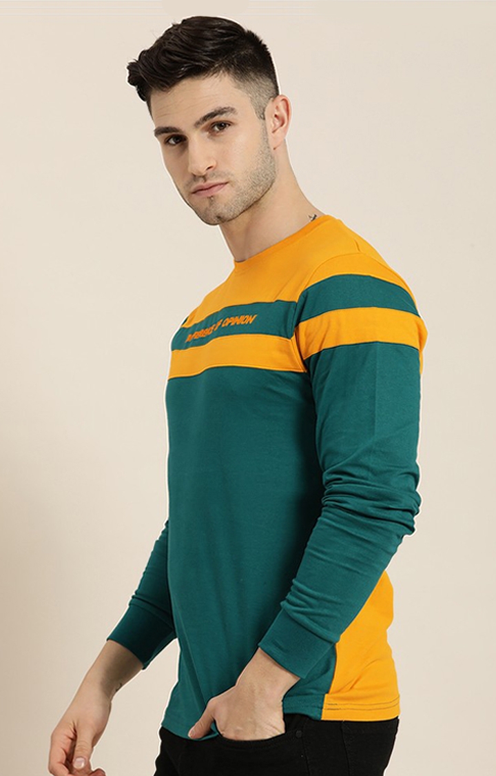 Difference of Opinion | Men's Yellow Cotton Colourblock Sweatshirt 0