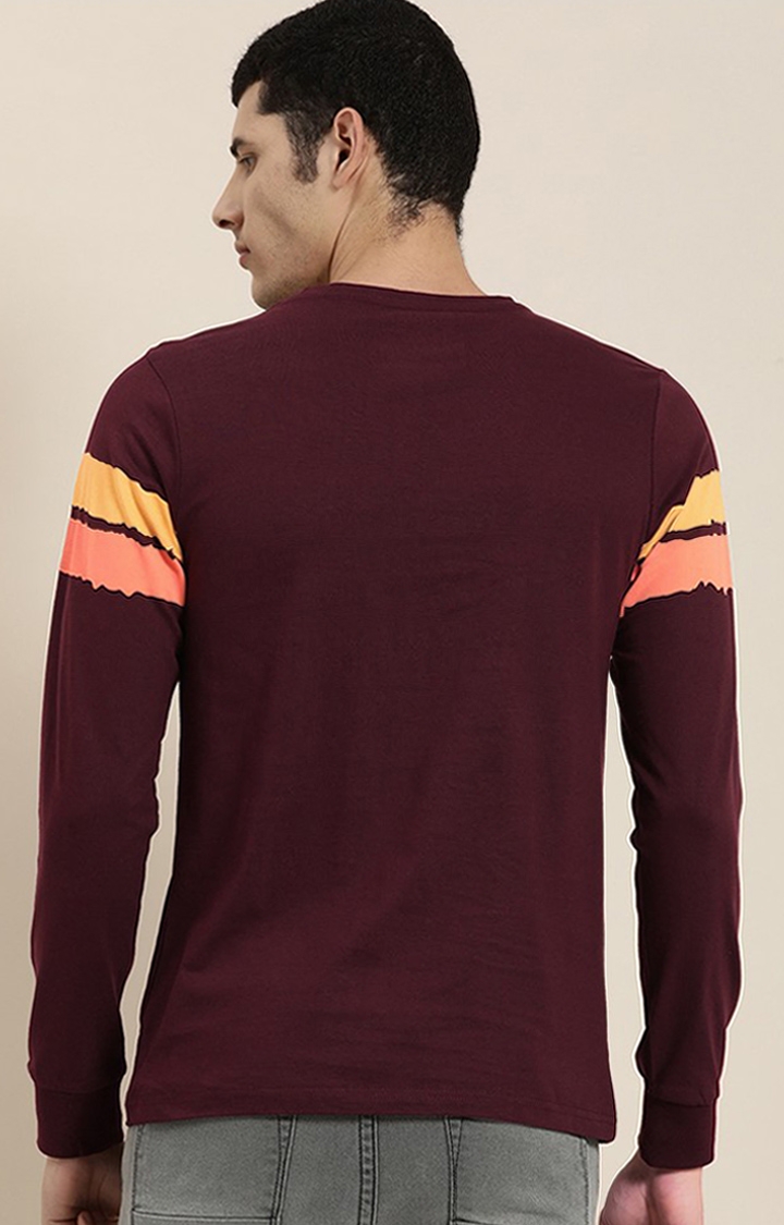 Difference of Opinion | Men's Maroon Cotton Striped Sweatshirt 2