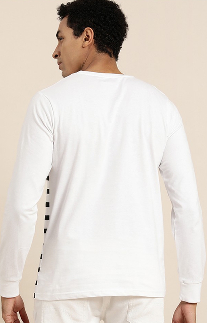 Difference of Opinion | Men's White Cotton Striped Sweatshirt 2