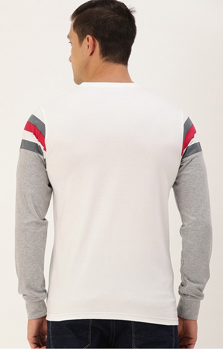 Difference of Opinion | Men's White & Grey Cotton Colourblock Sweatshirt 3