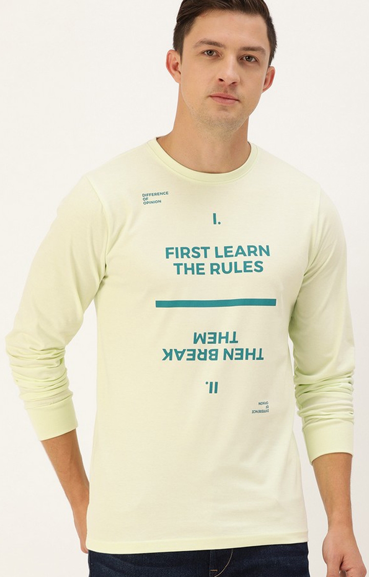 Difference of Opinion | Men's Green Cotton Typographic Printed Sweatshirt 0