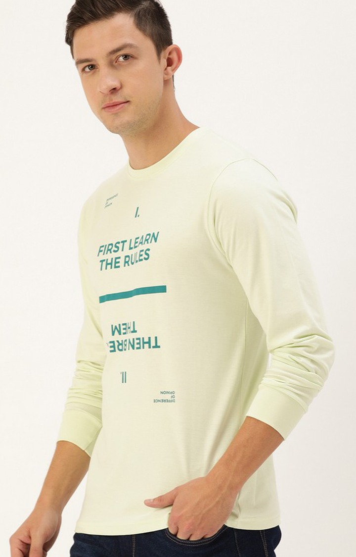 Men's Green Cotton Typographic Printed Sweatshirt