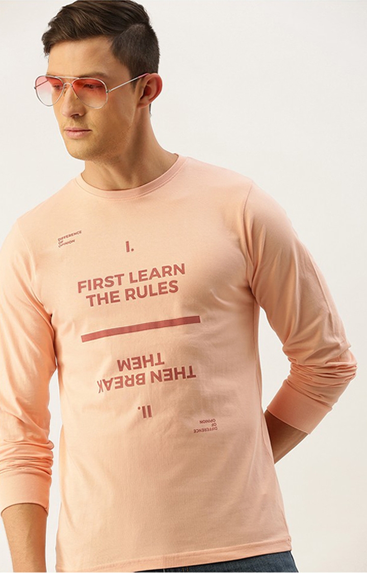 Difference of Opinion | Men's Pink Cotton Typographic Printed Sweatshirt