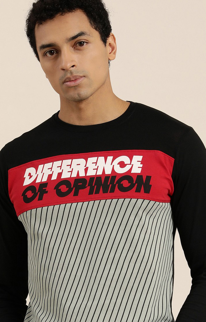 Men's Black Cotton Typographic Printed Sweatshirt