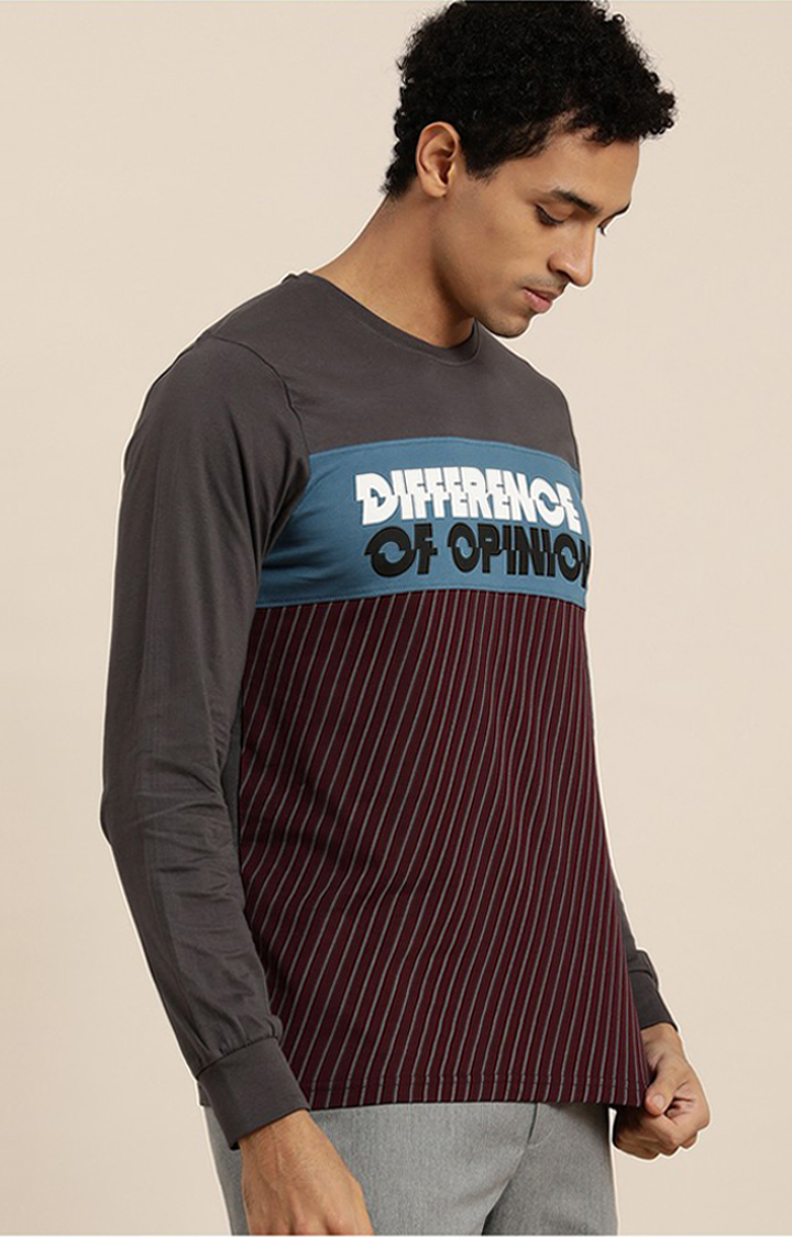 Men's Grey Cotton Typographic Printed Sweatshirt
