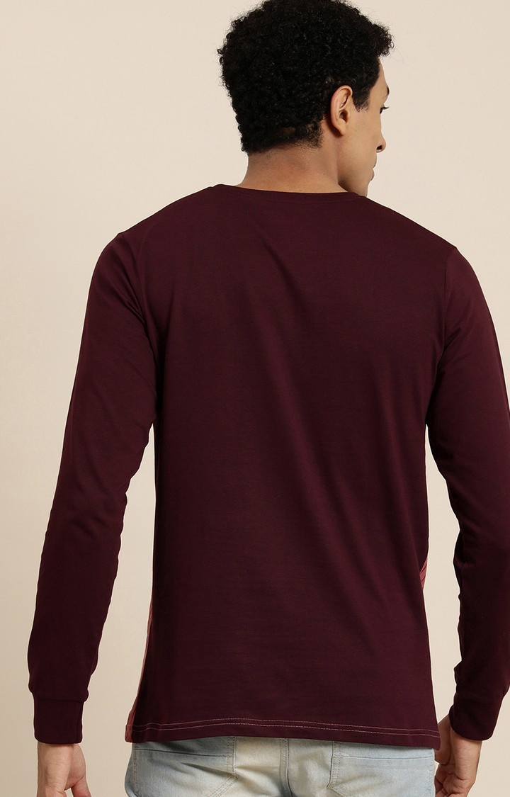 Difference of Opinion | Men's Maroon Cotton Striped Sweatshirt 2