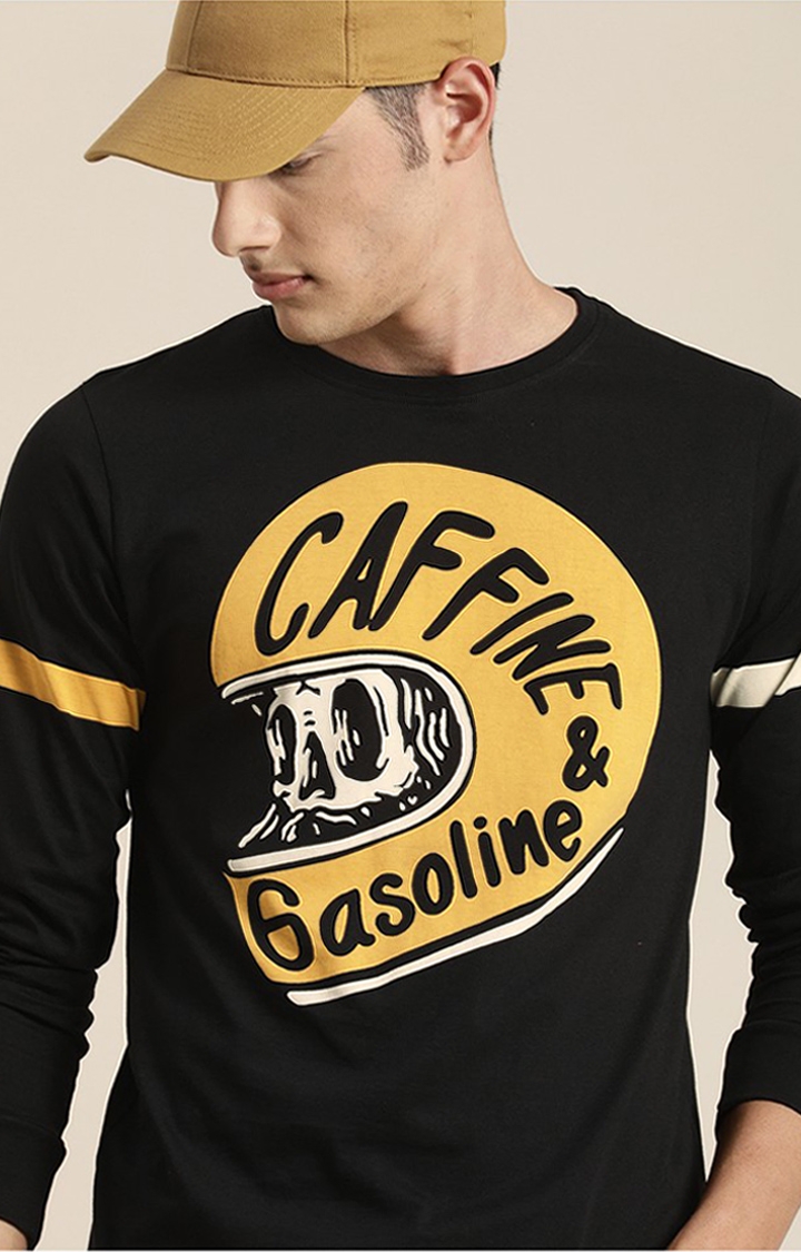 Difference of Opinion | Men's Black Cotton Typographic Printed Sweatshirt 3