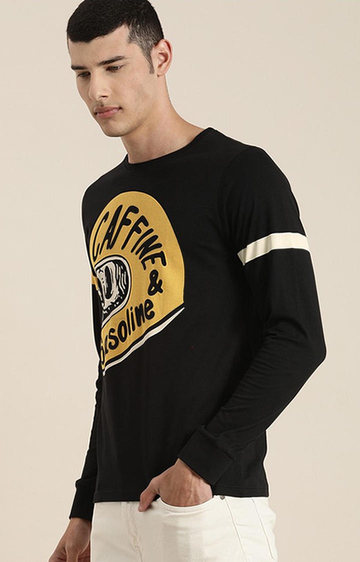 Difference of Opinion | Men's Black Cotton Typographic Printed Sweatshirt 0