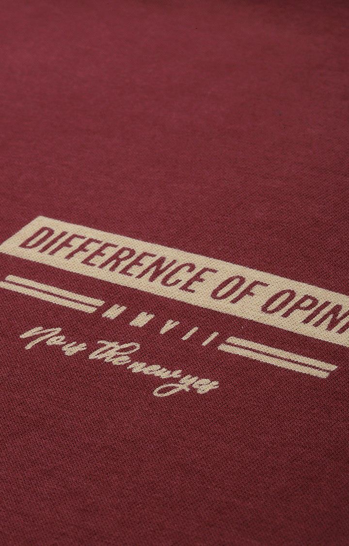 Men's Maroon Cotton Graphic Printed Sweatshirt