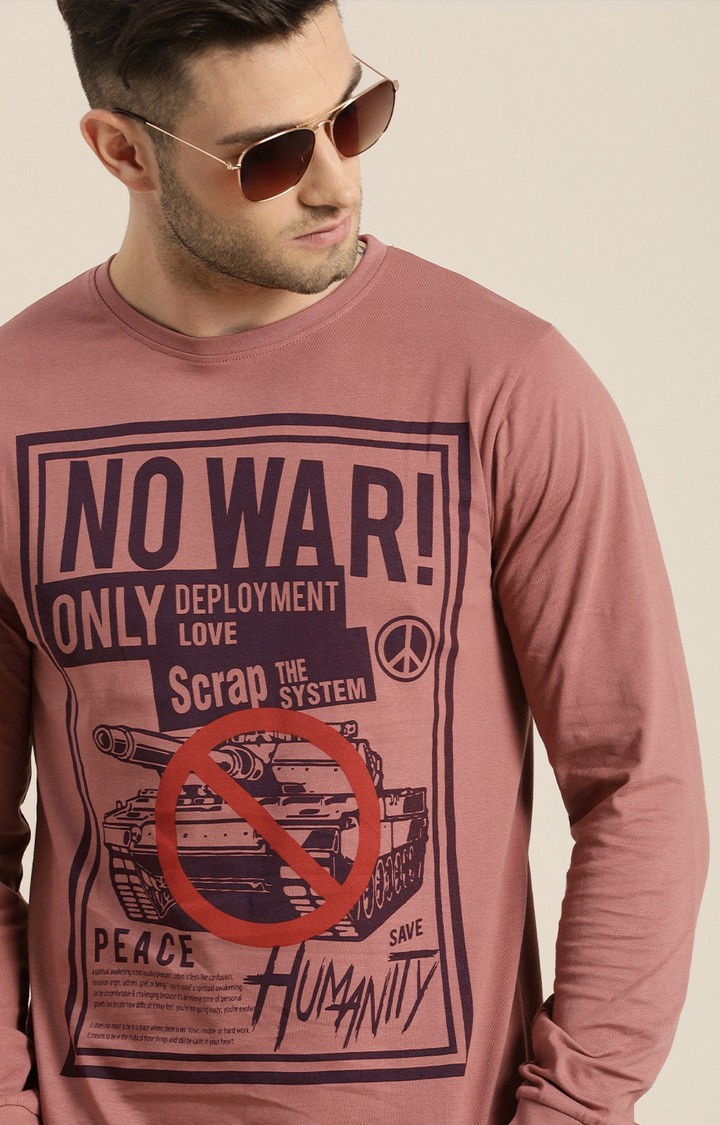 Difference of Opinion | Men's Pink Cotton Typographic Printed Sweatshirt 3