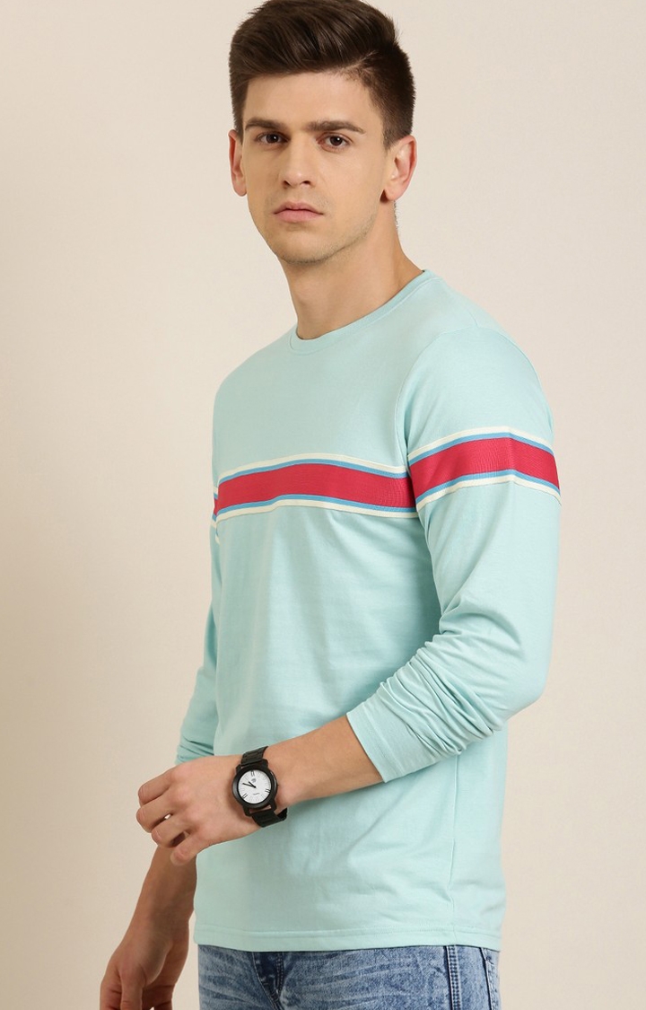 Difference of Opinion | Men's Blue Cotton Striped Sweatshirt