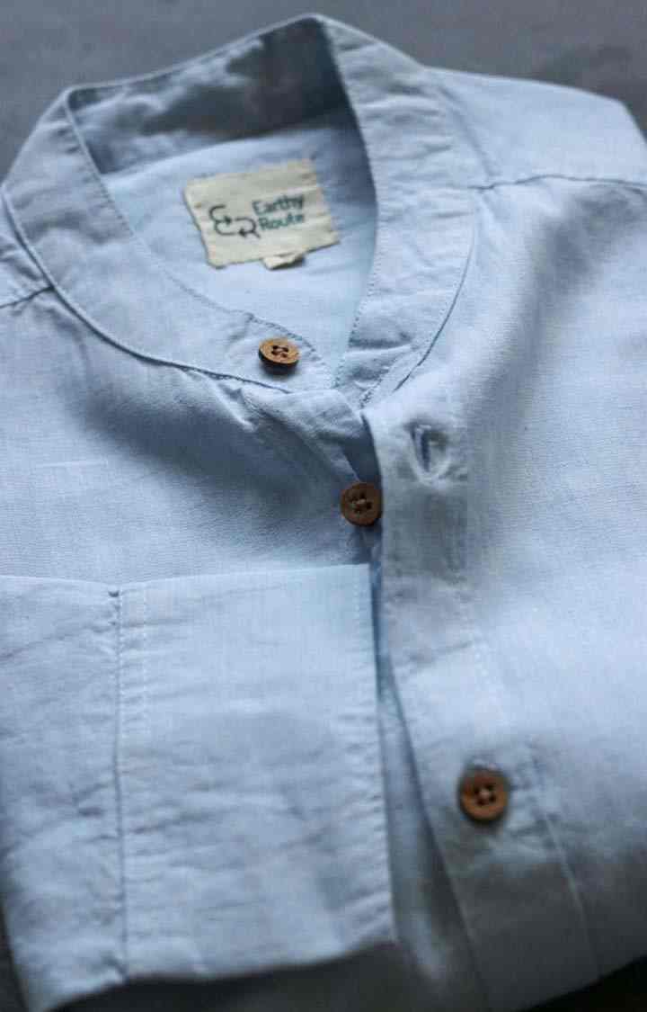 Men's Ice Blue Tencel Regular Fit  Casual Shirt