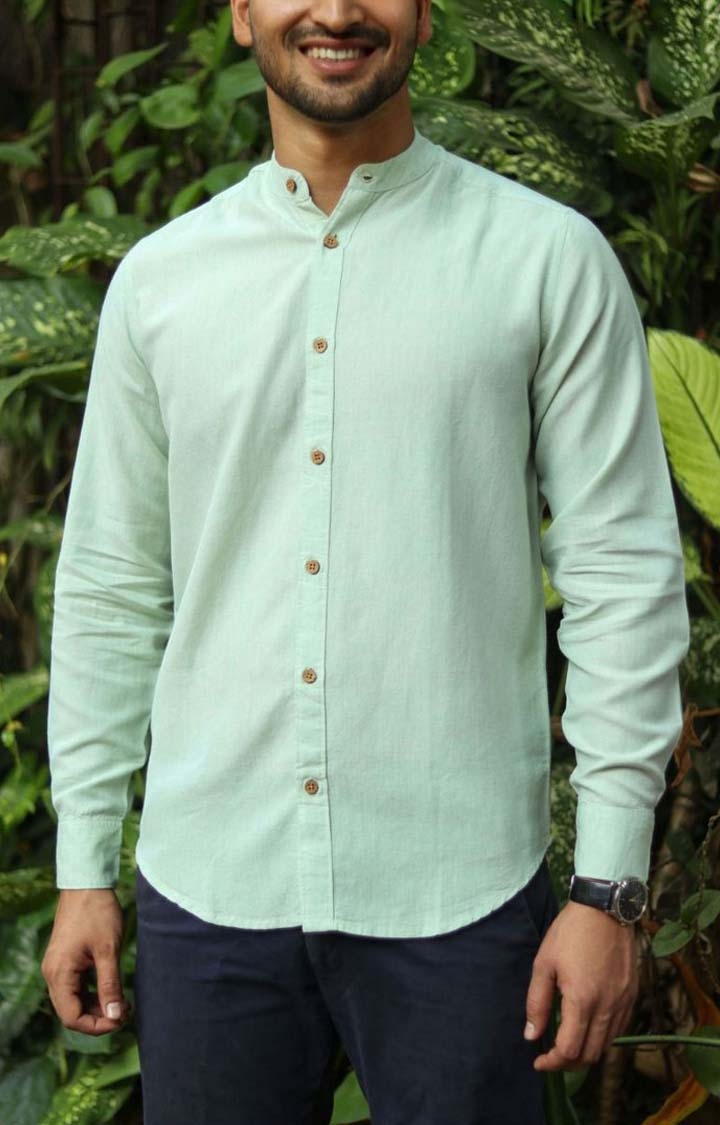 Men's Fresh Green Tencel Regular Fit  Casual Shirt