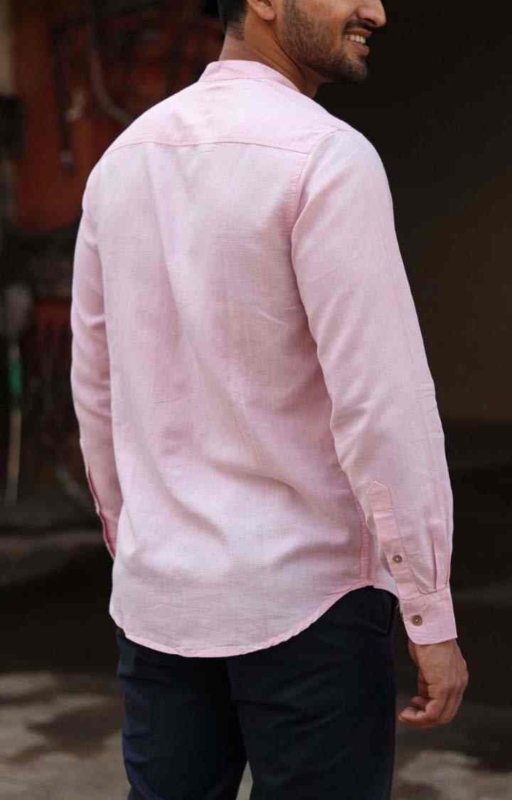Men's Charm Pink Tencel Regular Fit  Casual Shirt
