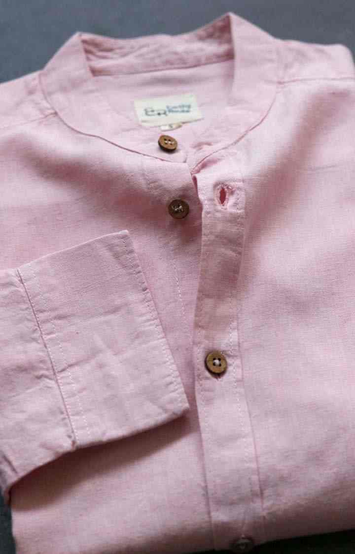 Men's Charm Pink Tencel Regular Fit  Casual Shirt