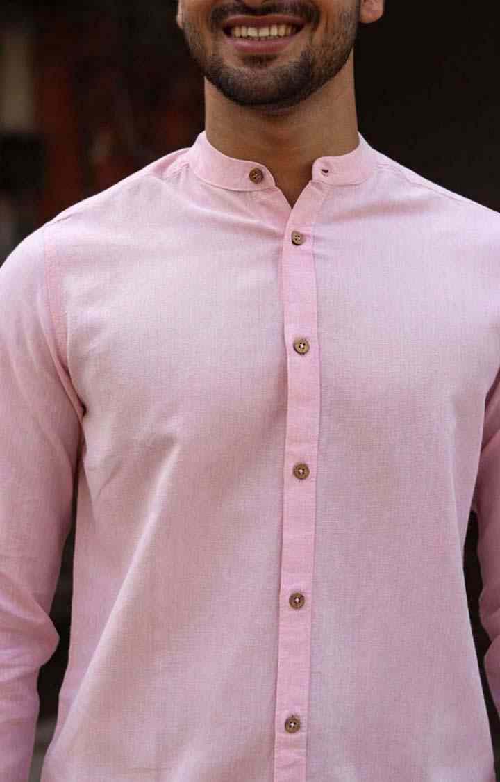 Men's Charm Pink Tencel Regular Fit  Casual Shirt
