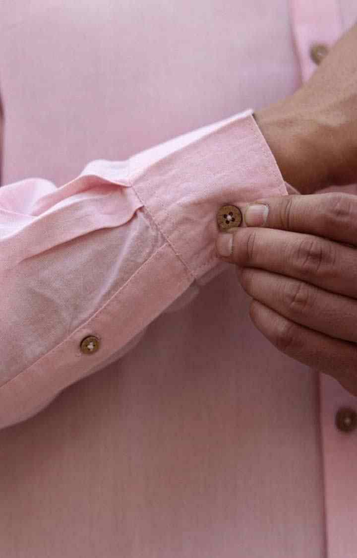 Men's Charm Pink Tencel Regular Fit  Casual Shirt