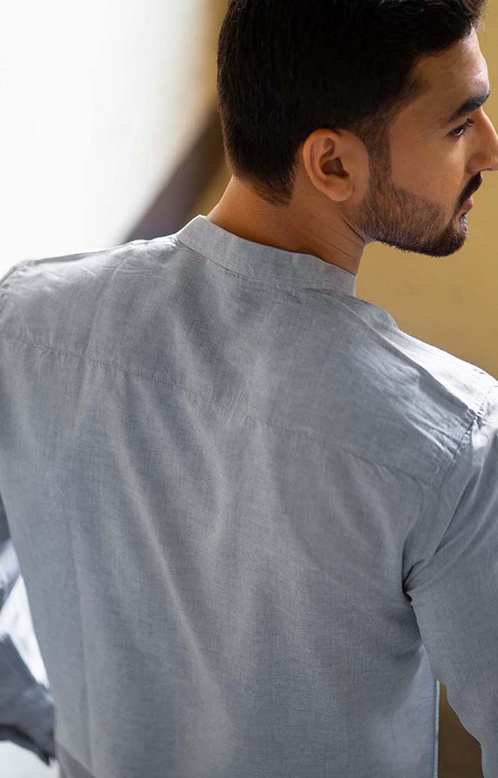 Men's Slate Grey Tencel Regular Fit  Casual Shirt