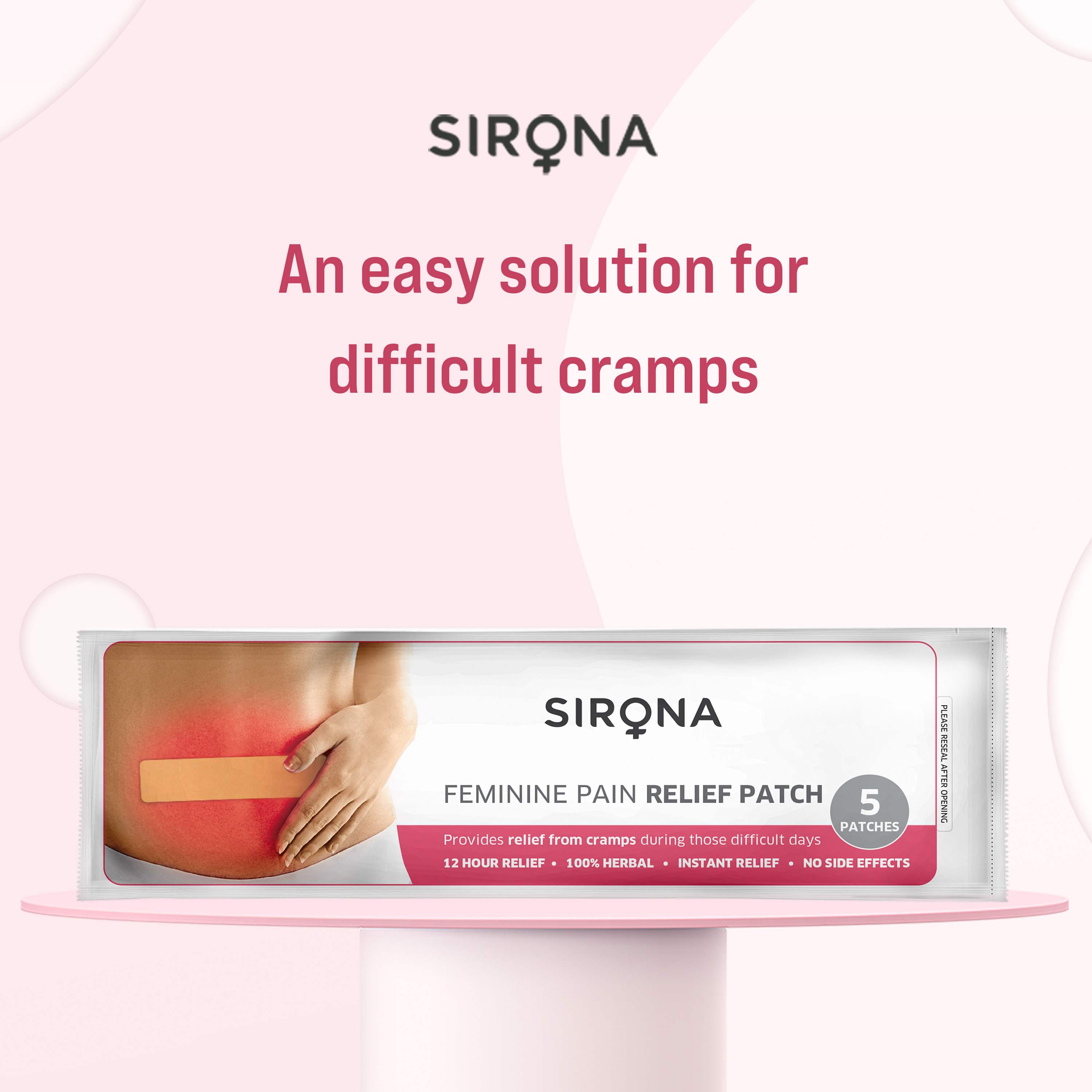 Sirona Feminine Pain Relief Patches - 5 Patches (1 Pack - 5 Patches Each)