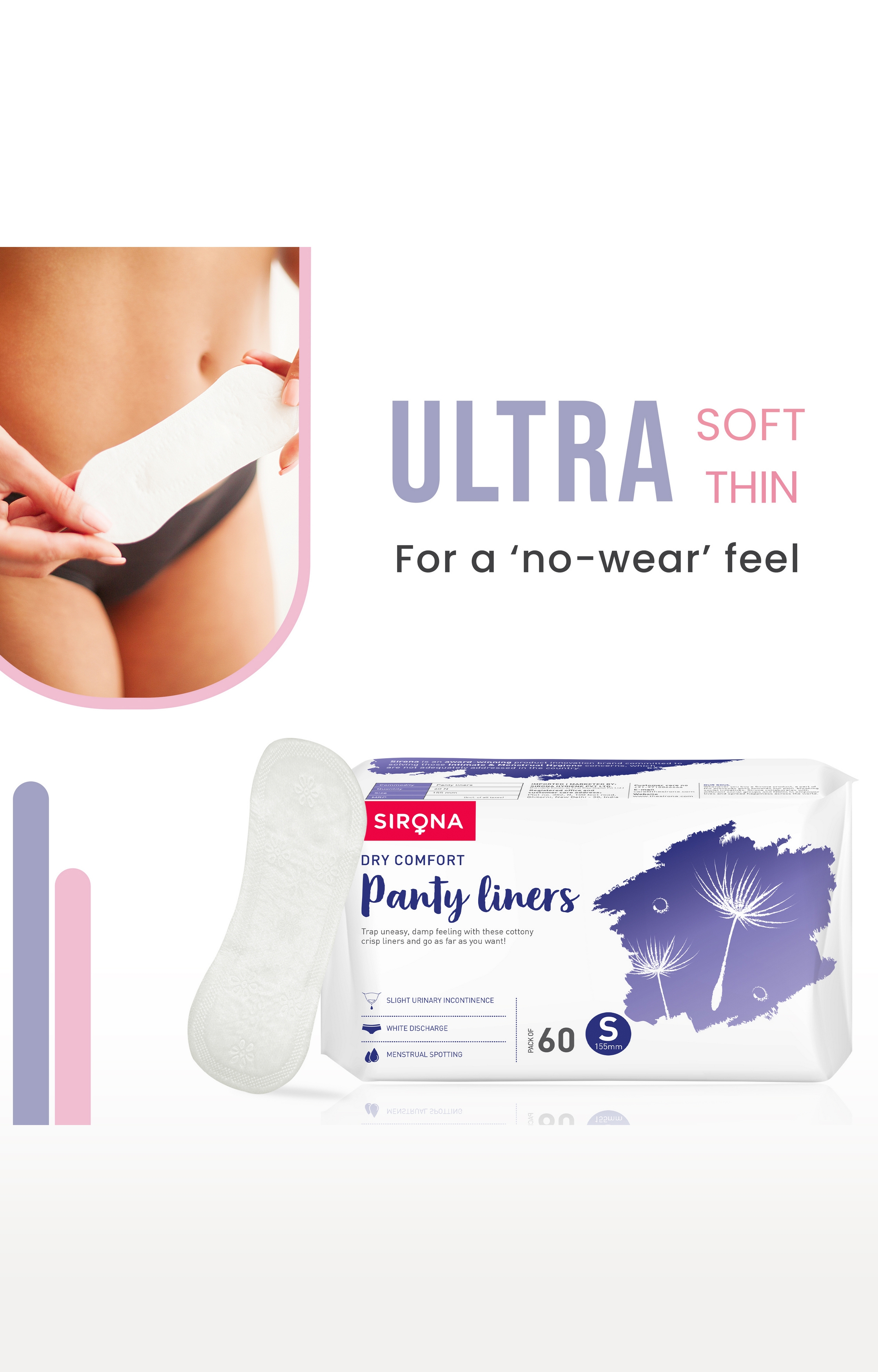 Sirona | Sirona Ultra-Thin Premium Panty Liners (Regular Flow) – 60 Counts - Small 4