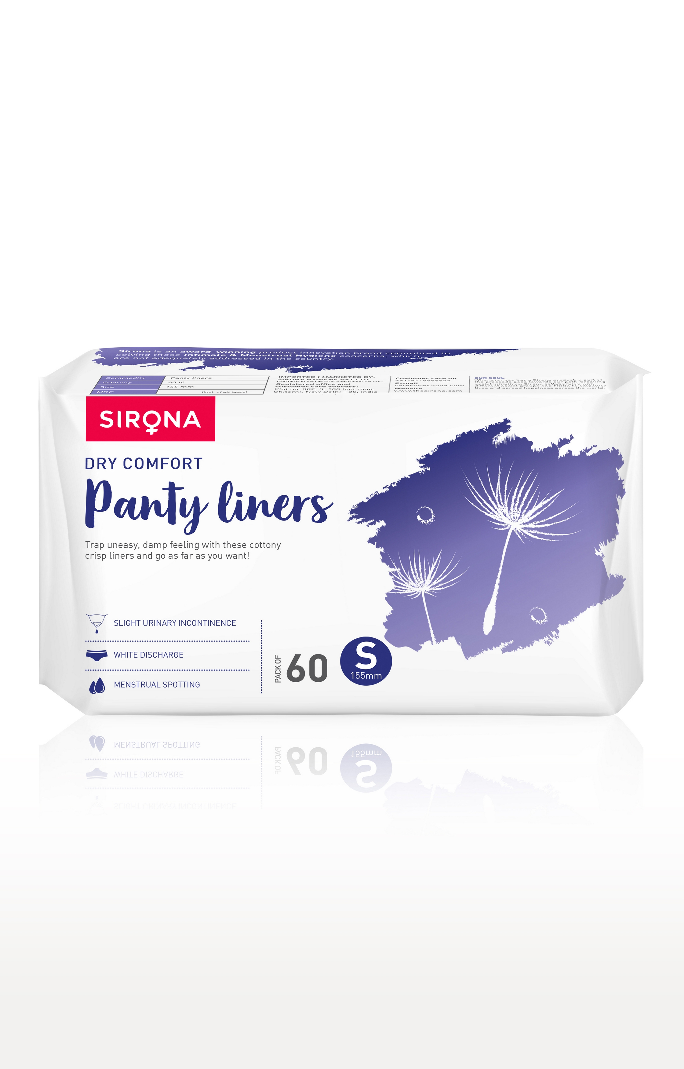 Sirona | Sirona Ultra-Thin Premium Panty Liners (Regular Flow) – 60 Counts - Small 0