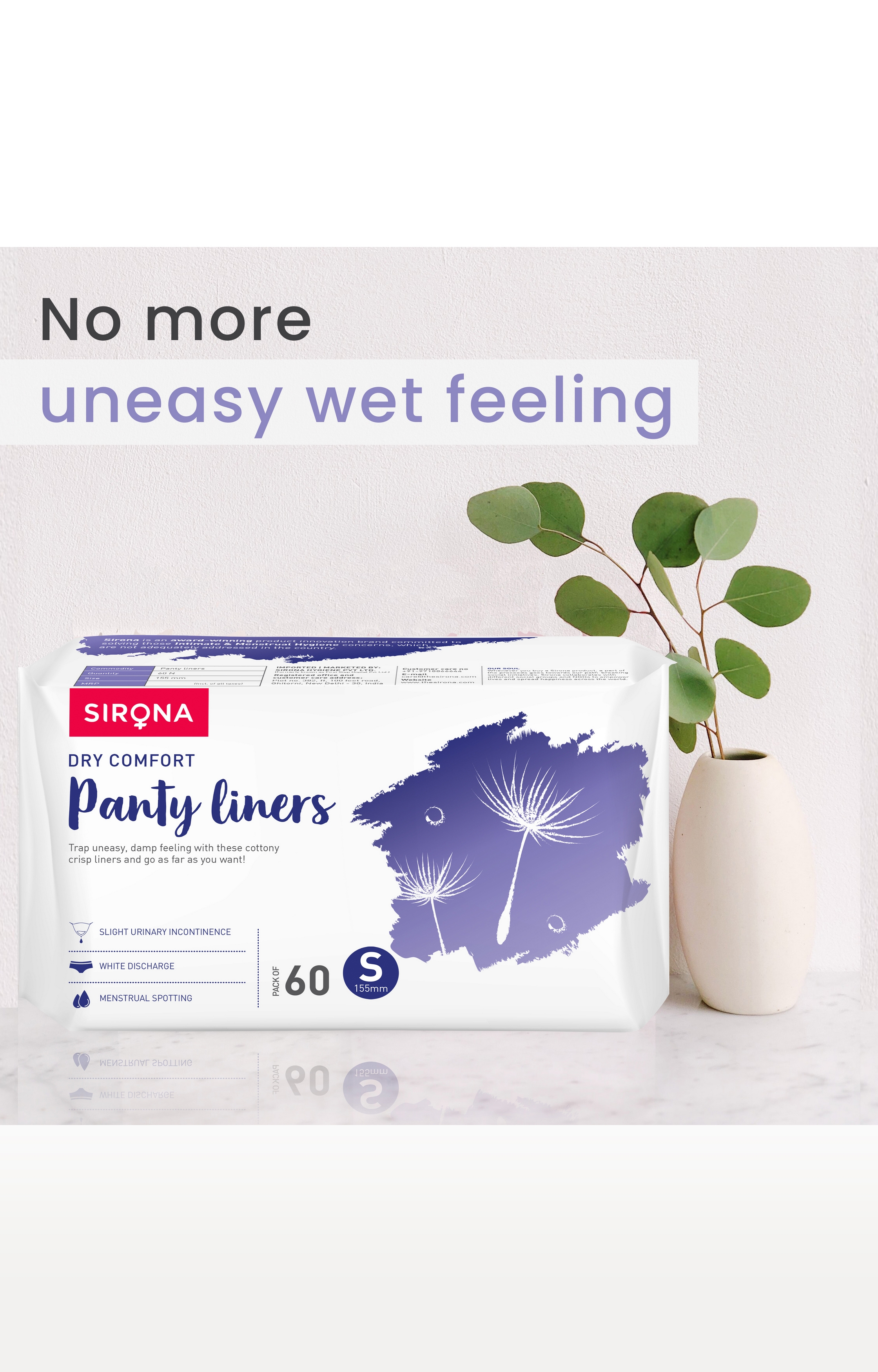 Sirona | Sirona Ultra-Thin Premium Panty Liners (Regular Flow) – 60 Counts - Small 3