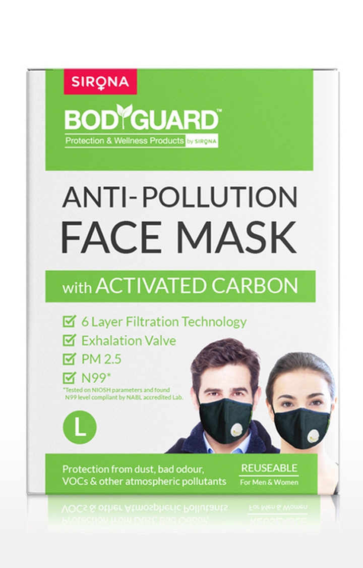 Bodyguard | Bodyguard Reusable Anti Pollution Face Mask With Activated Carbon, N99 + Pm2.5 For Men And Women - Large 0