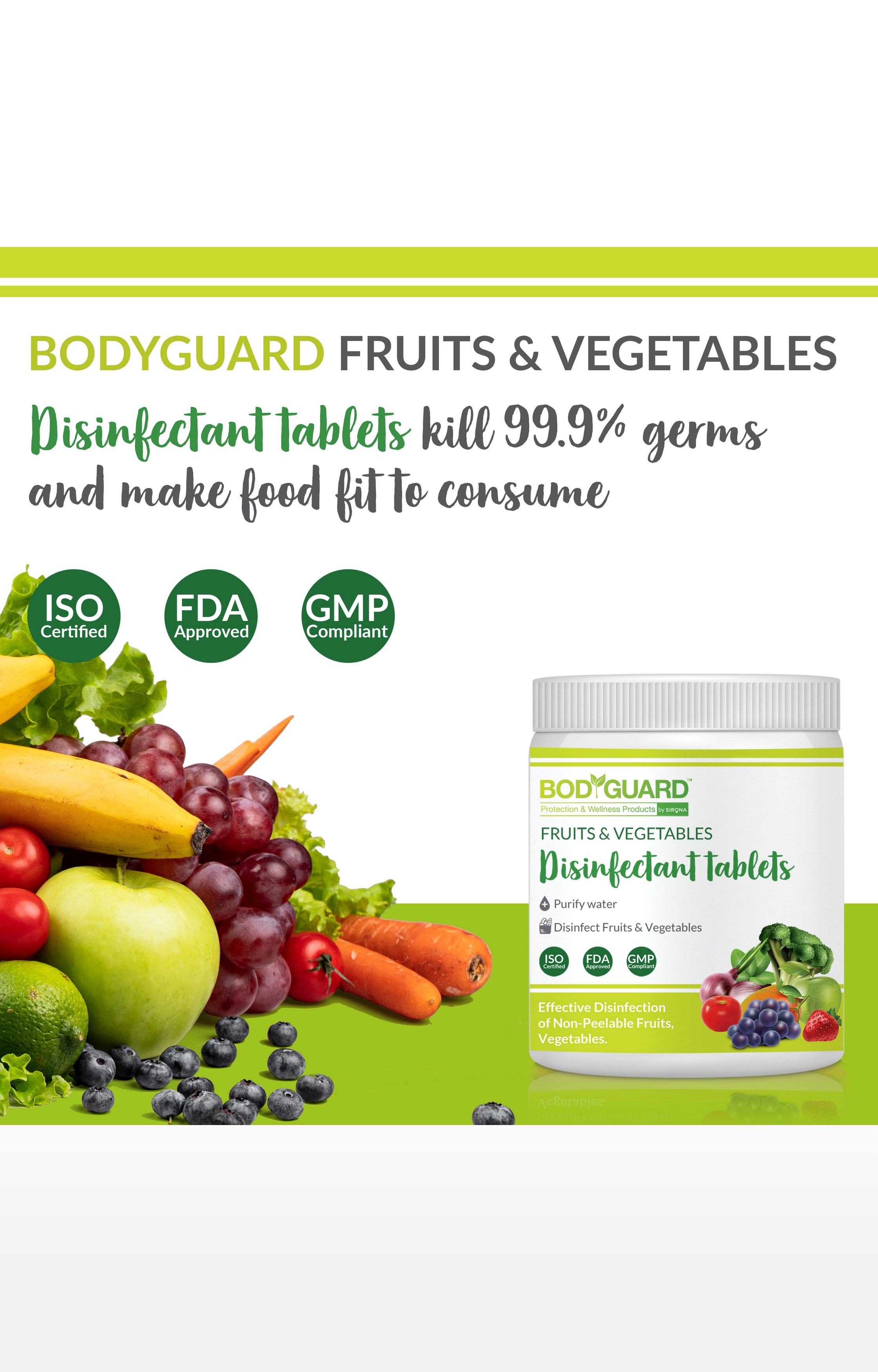 Bodyguard Fruits And Vegetables Disinfectant Tablets - 50 Tablets