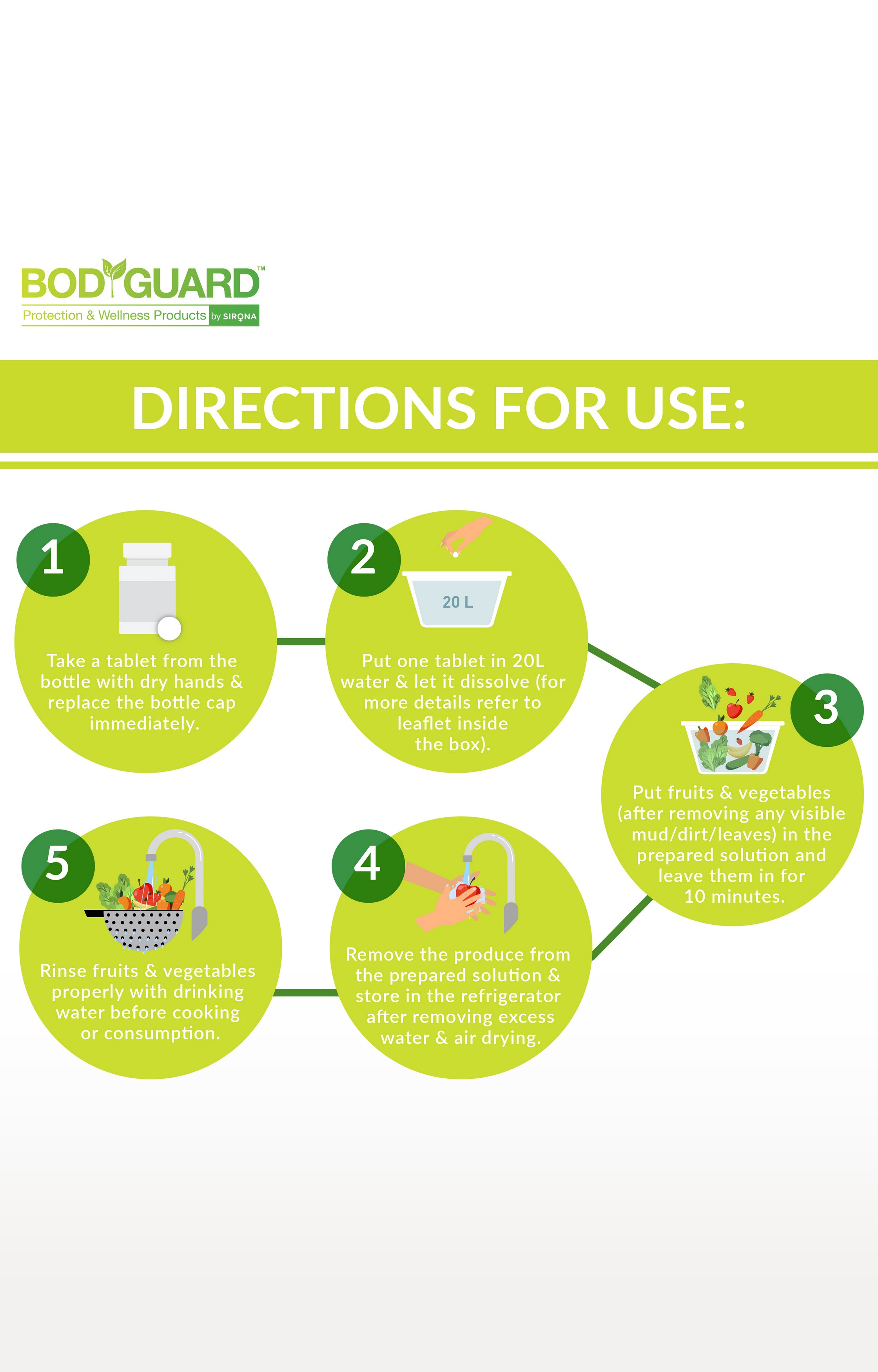 Bodyguard Fruits And Vegetables Disinfectant Tablets - 50 Tablets