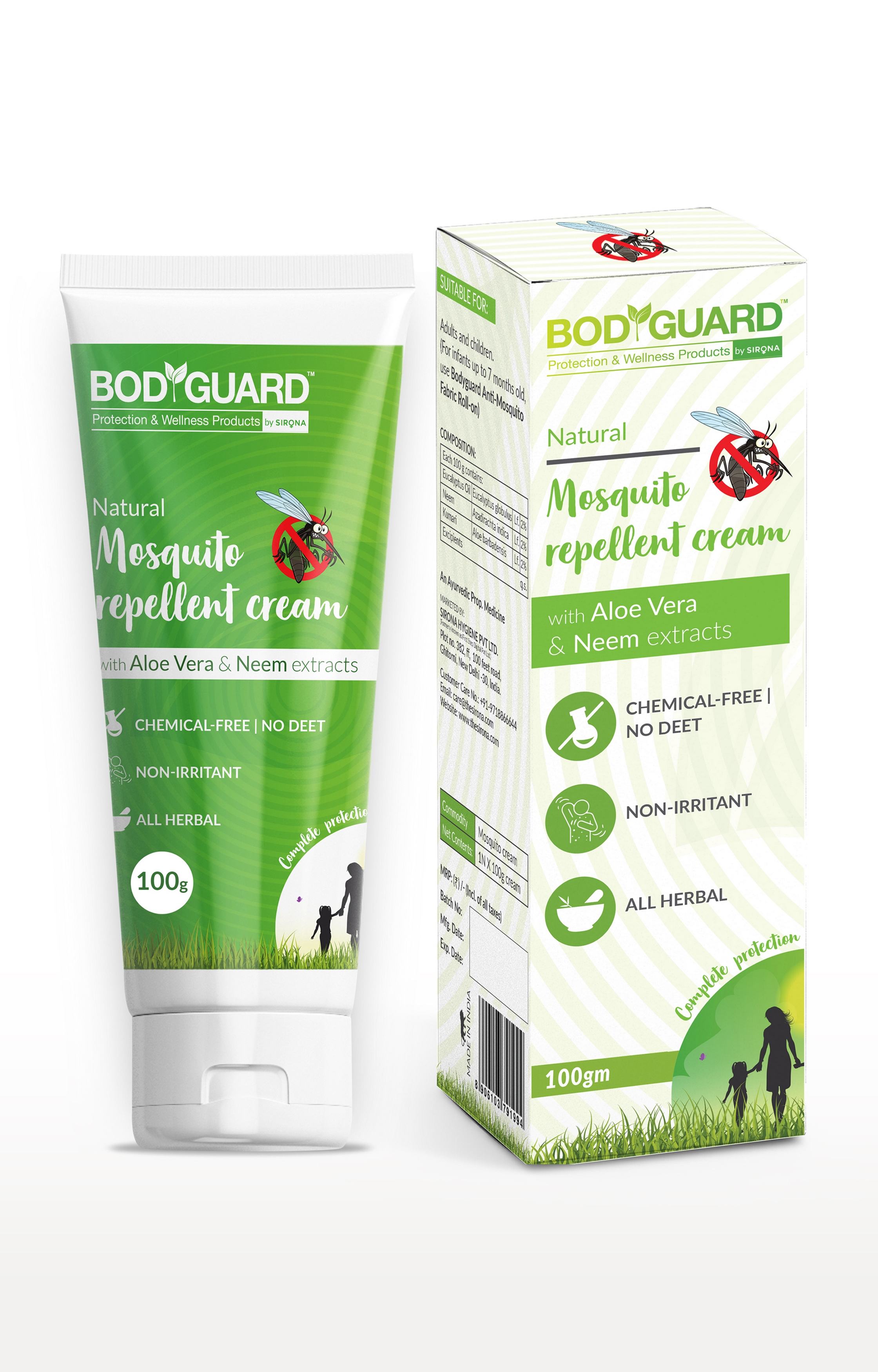Bodyguard | Bodyguard Natural Mosquito Repellent Cream With Aloe Vera And Neem Extracts - 100 Gm 0