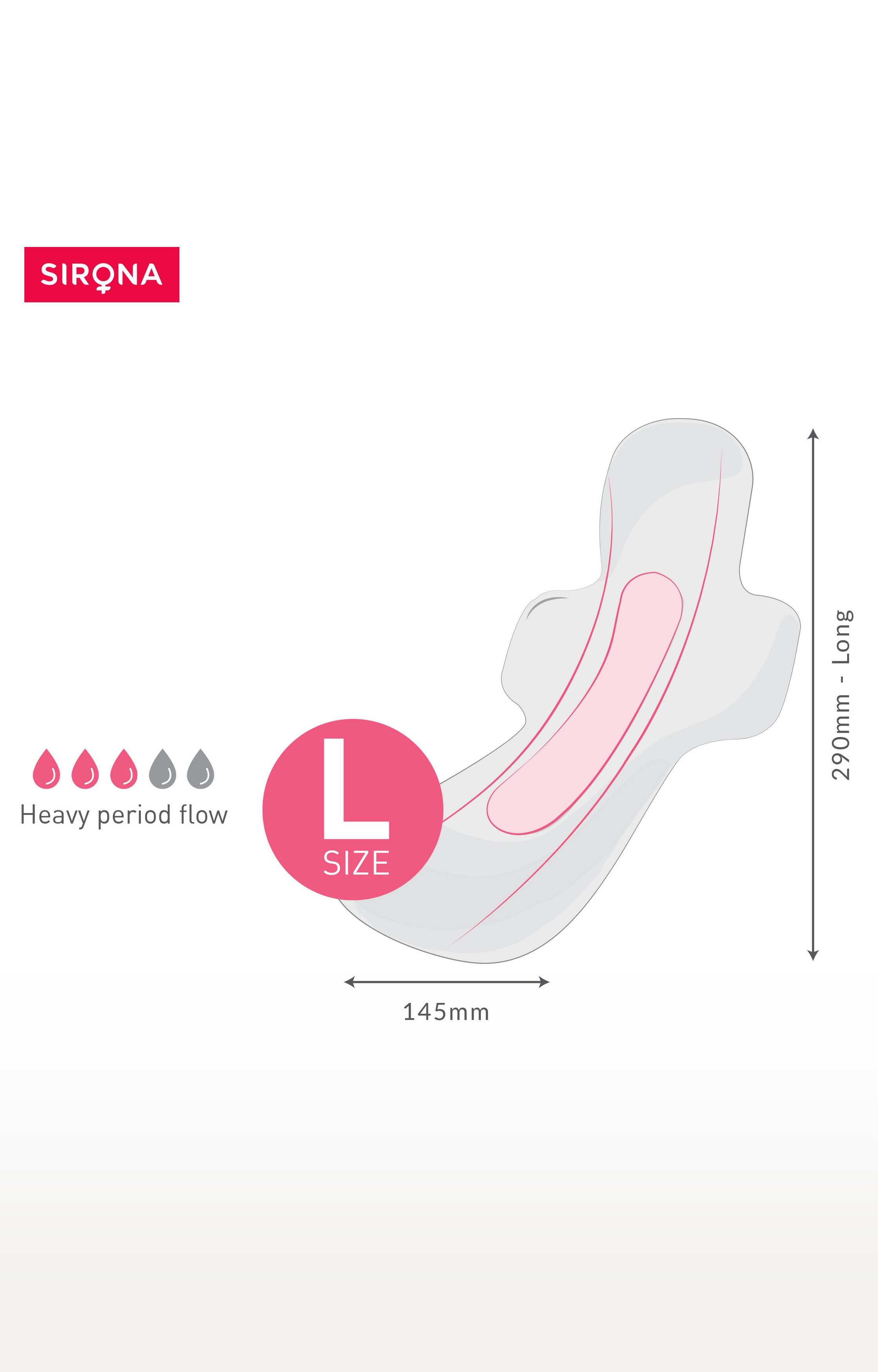 Sirona Natural Biodegradable Super Soft Pink Sanitary Pads/Napkins - 10 Pieces, Large (L)