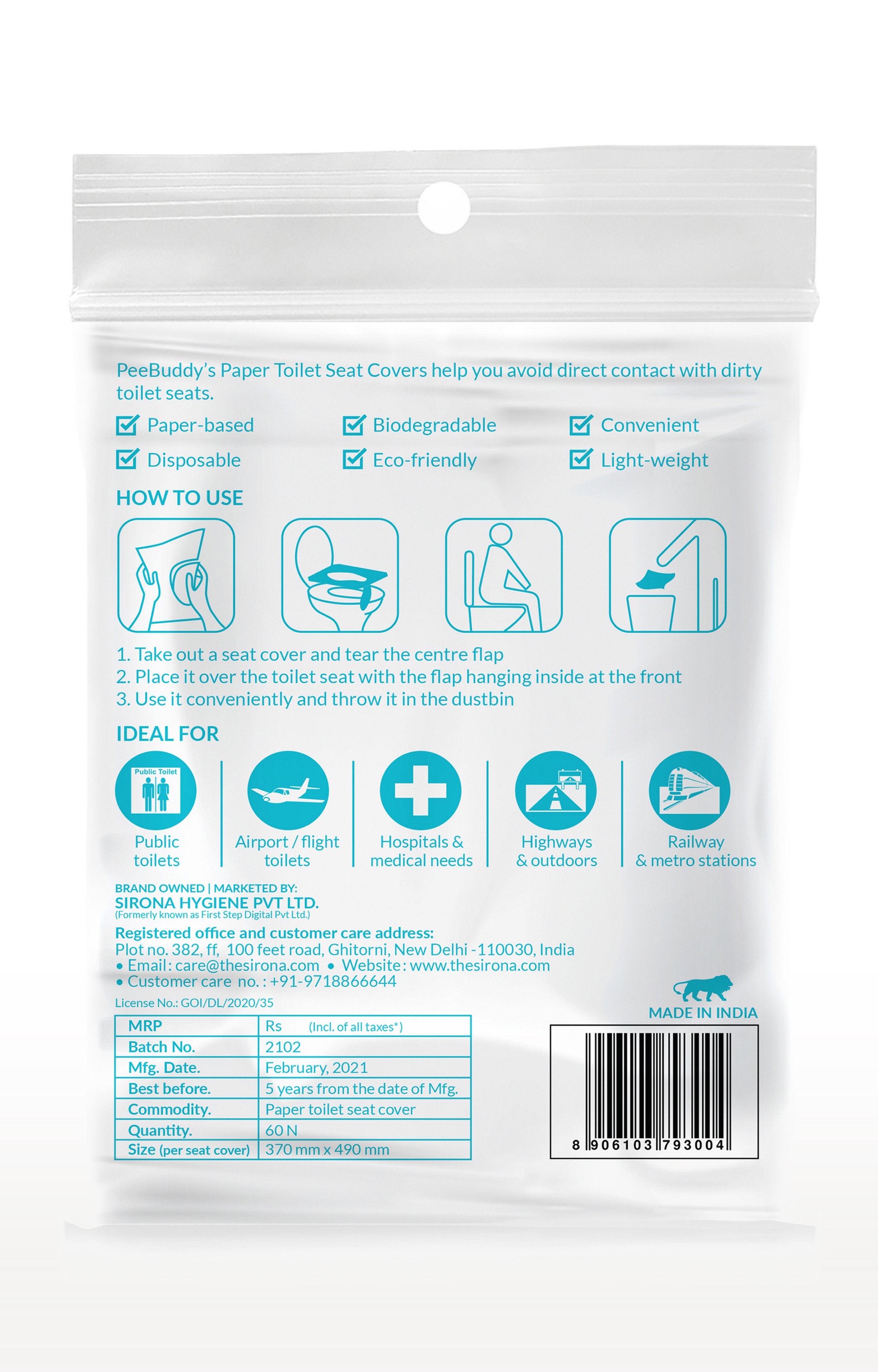 PeeBuddy Disposable Toilet Seat Cover to Avoid Direct Contact with Unhygienic Toilet Seats 30 Seat Covers