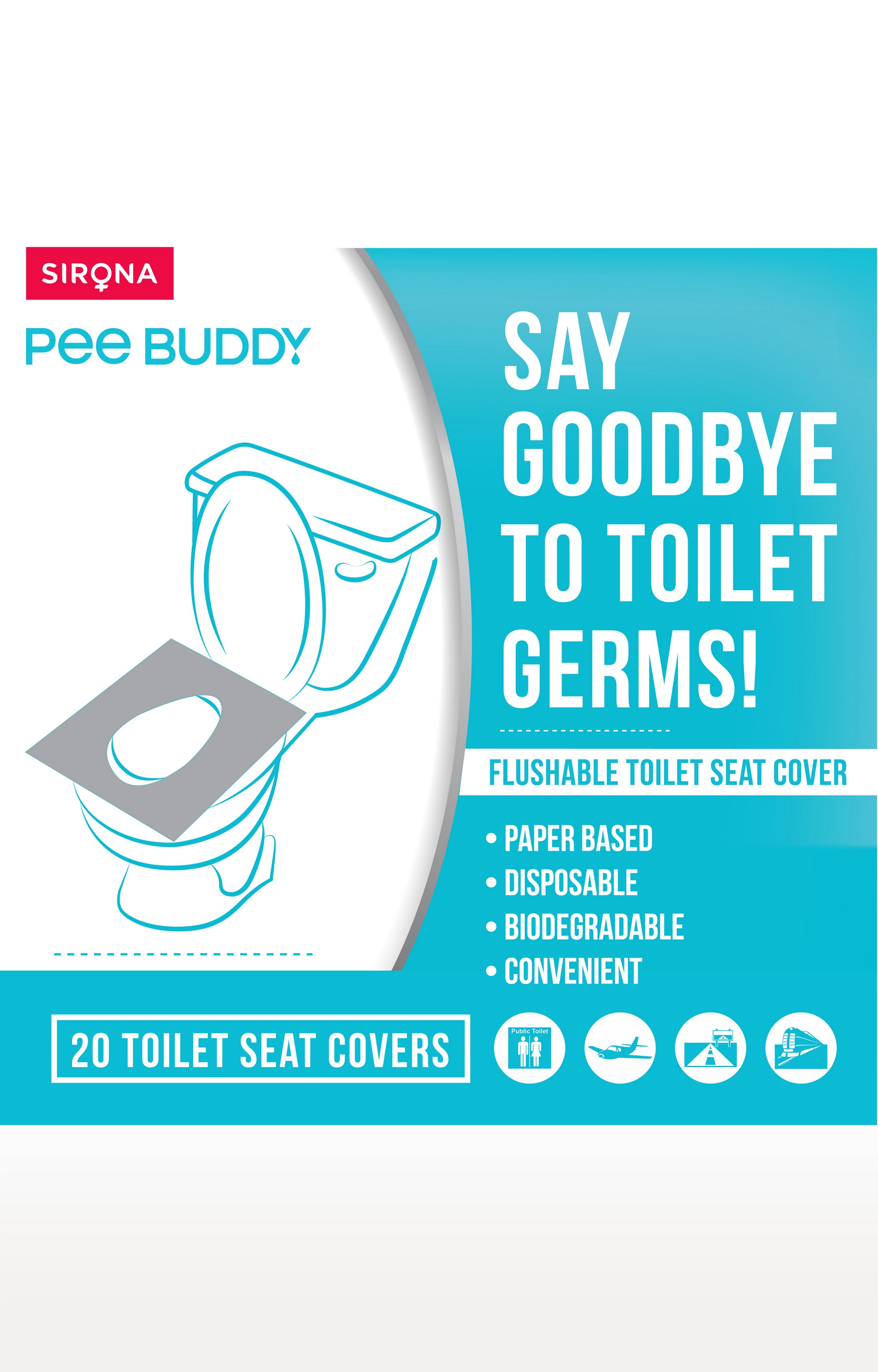 PeeBuddy Disposable Toilet Seat Cover to Avoid Direct Contact with Unhygienic Toilet Seats 30 Seat Covers