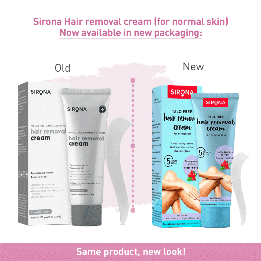 Sirona Hair Removal Cream - 100 Gms For Arms, Legs, Bikini Line & Underarm With No Talc & No Chemical Actives