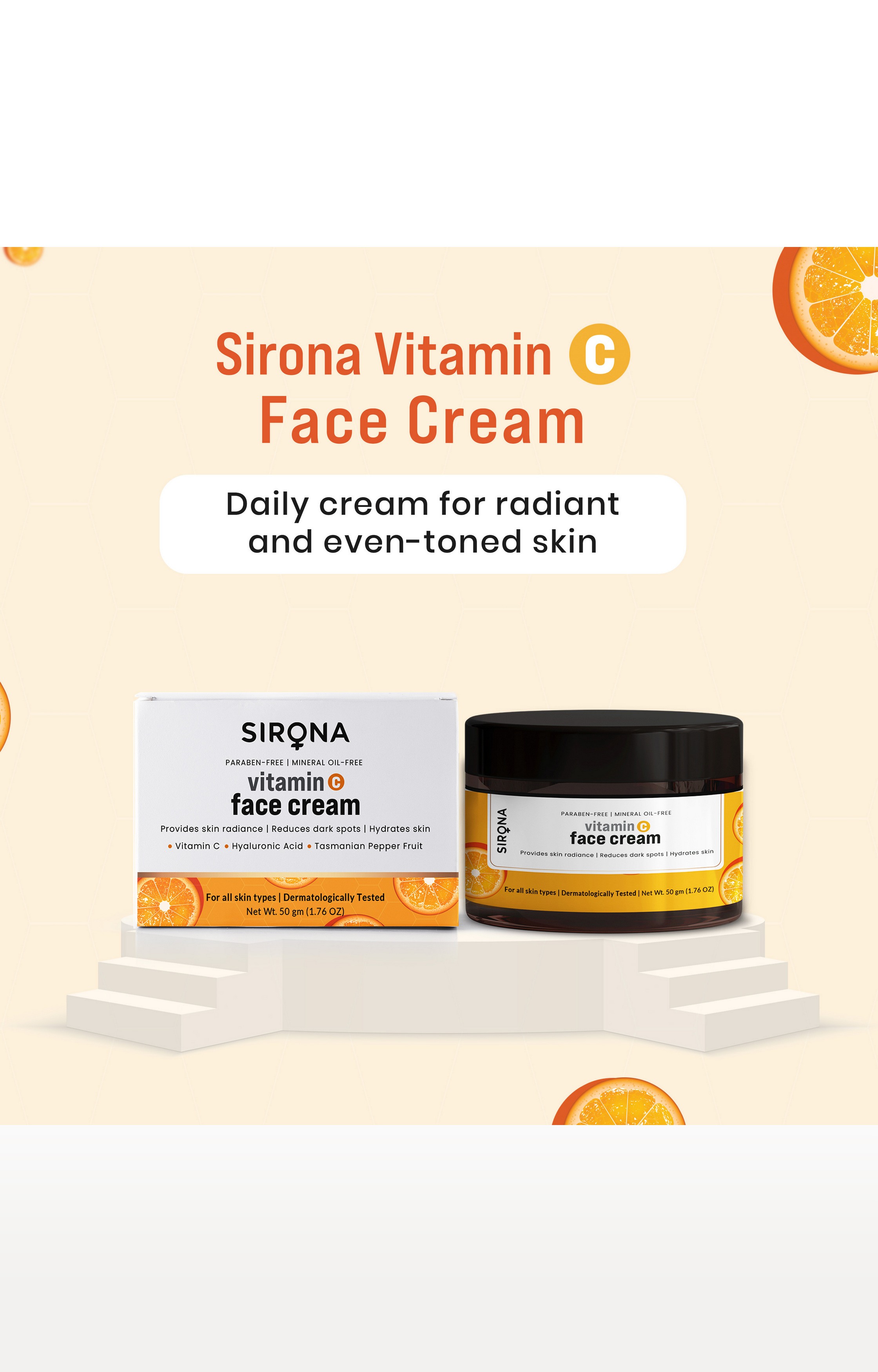 Sirona Vitamin C Face Cream For Hydrates Skin – 50 Gm