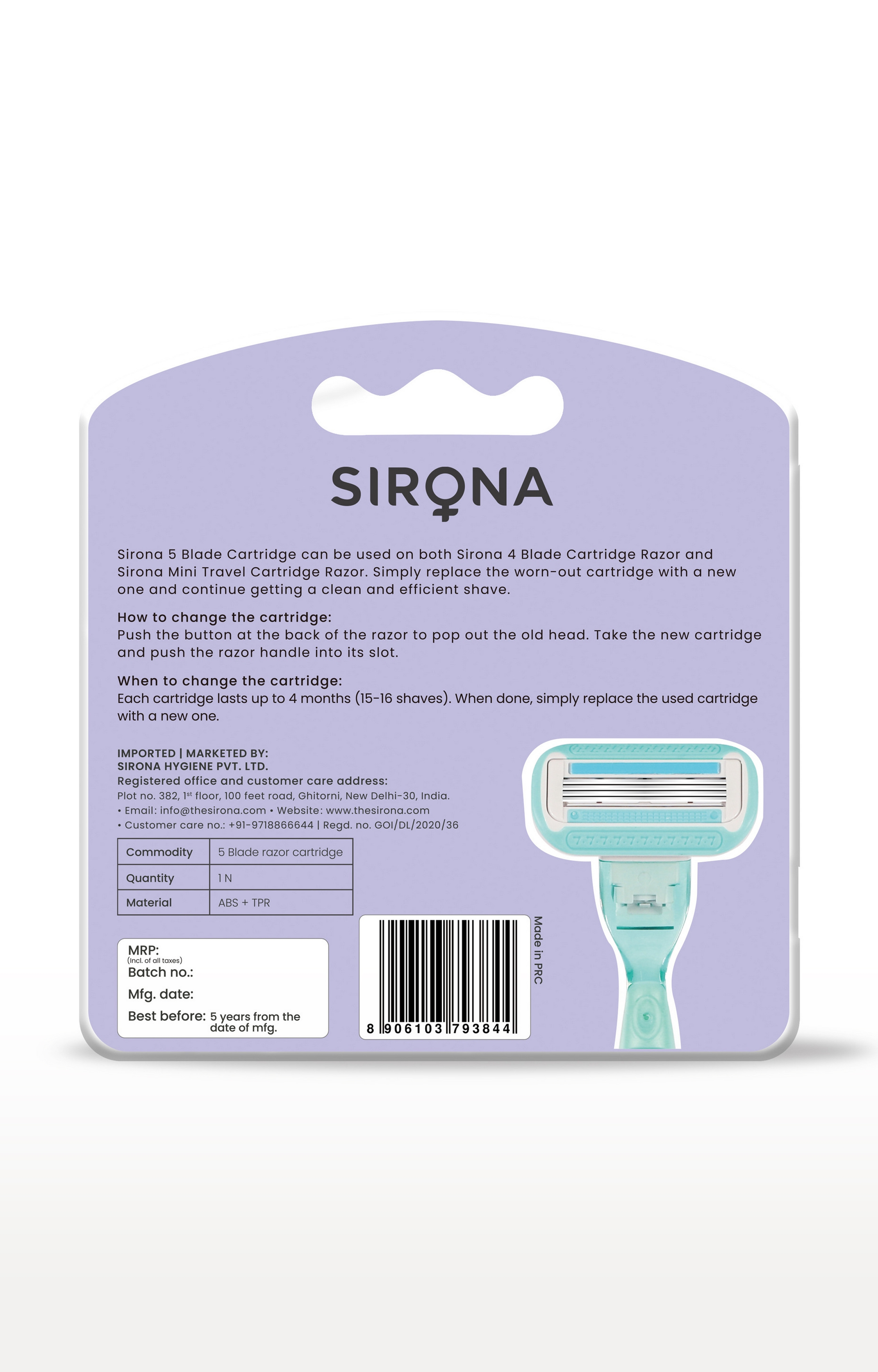 Sirona | Sirona Hair Removal Razor Blades/Refills/Cartridges For Women – Pack Of 2 With 5 Swedish Stainless Steel Blade, Aloe Vera & Vitamin E Lubrication Strip 1